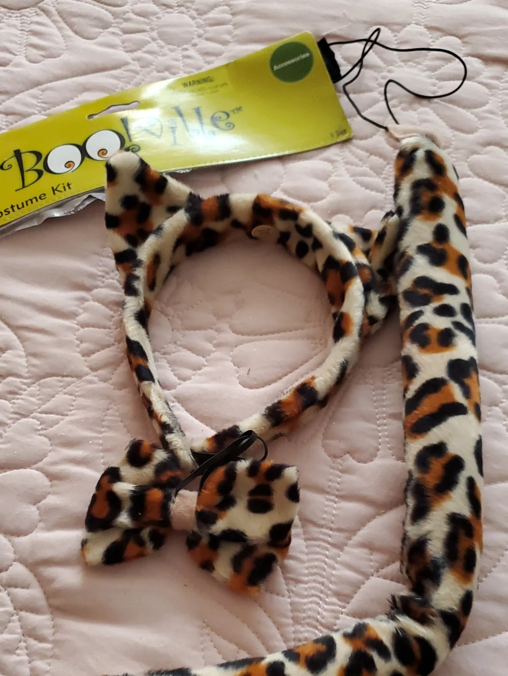 Leopard Print Kids Headband & Tail Set - Faux Fur Brown Leopard